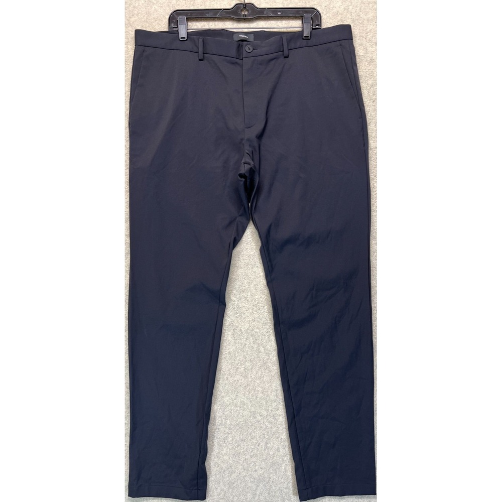 Theory Zaine SW Men's Slim Fit Pants Navy Blue Neoteric Stretch Flat Front 38